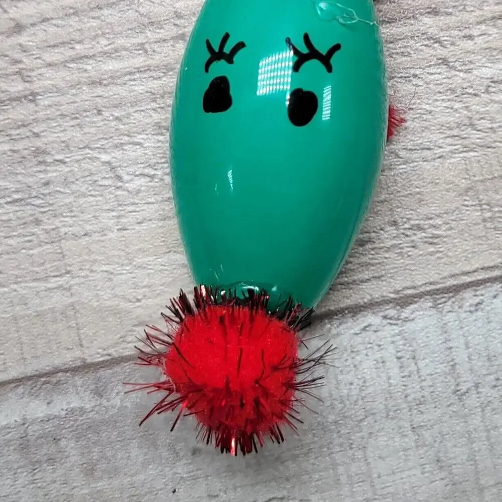Vintage Christmas Ornament Reindeer Hand Made C9 Bulb Pom Pom Pipe Cleaners